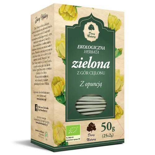 Miniaturka artykułu - Dary Natury Herbata Zielona z g&oacute;r cejlonu z Opuncją, 25x2g