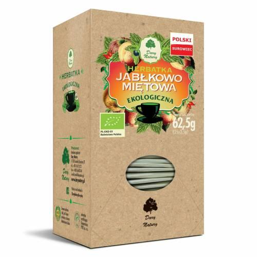 Miniaturka artykułu - DARY NATURY Herbatka Jabłkowo-miętowa EKO, 25 saszetek x 2,5 g