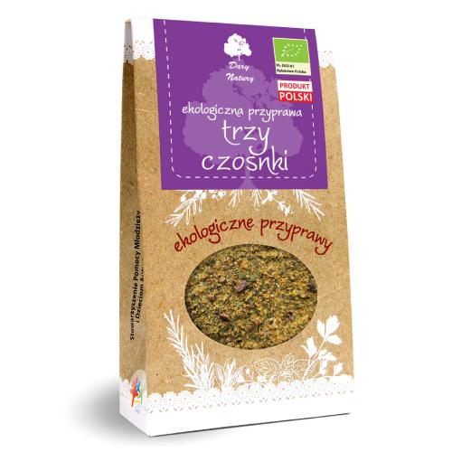 Miniaturka artykułu - Dary Natury Trzy czosnki ekologiczna przyprawa, 50 g
