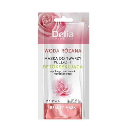 Miniaturka artykułu - DELIA Beauty Mask Maska do twarzy peel-off detoksykująca z wodą r&oacute;żaną, 8ml