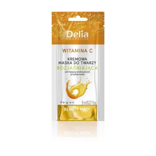 Miniaturka artykułu - DELIA Cosmetics Beauty Mask Kremowa maska do twarzy rozjaśniająca z witaminą C, 8ml