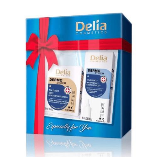 Miniaturka artykułu - DELIA DERMO SYSTEM Zestaw P&oacute;łtłusty krem przeciwzmarszczkowy, 50ml + Krem pod oczy, 15ml