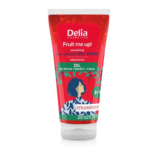 Miniaturka artykułu - DELIA Fruit me up! Żel do mycia twarzy i ciała Truskawka, 200ml