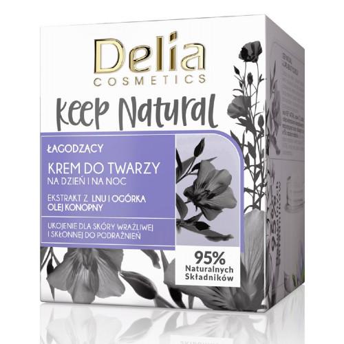 Miniaturka artykułu - DELIA KEEP NATURAL - Łagodzący krem do twarzy na dzień/noc, 50ml 