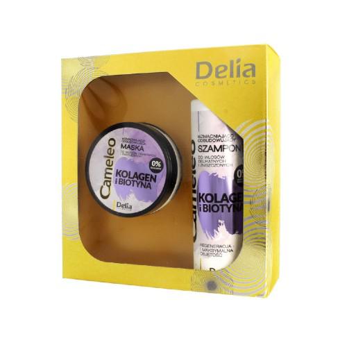 Miniaturka artykułu - DELIA KOLAGEN Z BIOTYNĄ Zestaw Szampon, 250ml + Maska do włos&oacute;w, 200ml 