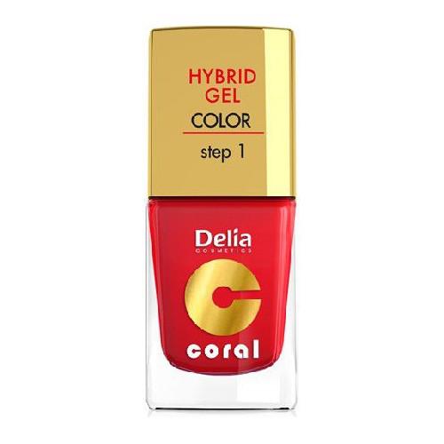 Miniaturka artykułu - DELIA - lakier do paznokci - Coral Hybrid Gel 01 Czerwony, 11ml 