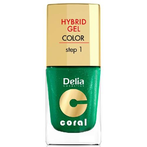 Miniaturka artykułu - DELIA - lakier do paznokci - Coral Hybrid Gel 10 metaliczna zieleń, 11ml 