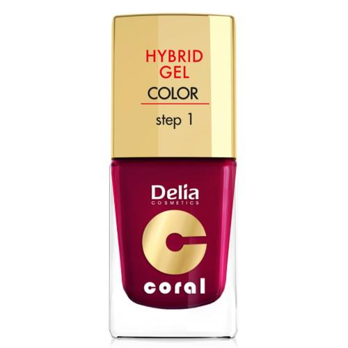 Miniaturka artykułu - DELIA - lakier do paznokci - Coral Hybrid Gel 12 bordowy, 11ml 