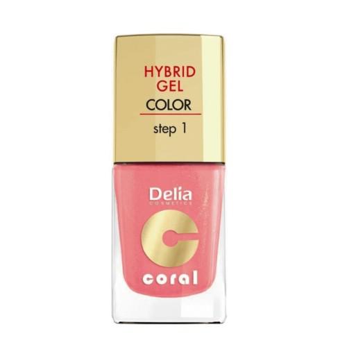 Miniaturka artykułu - DELIA - lakier do paznokci - Coral Hybrid Gel 16 ciepły średni r&oacute;ż, 11ml 