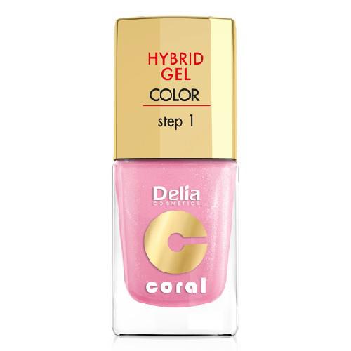 Miniaturka artykułu - DELIA - lakier do paznokci - Coral Hybrid Gel 31 jasny perłowy r&oacute;ż, 11ml 