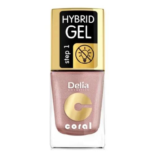 Miniaturka artykułu - DELIA - lakier do paznokci - Coral Hybrid Gel 34 cielisty perłowy, 11ml 