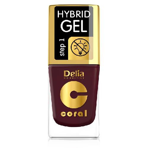 Miniaturka artykułu - DELIA - lakier do paznokci - Coral Hybrid Gel 60 ciemny bakłażan, 11ml 