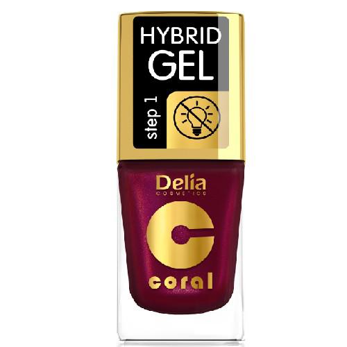 Miniaturka artykułu - DELIA - lakier do paznokci - Coral Hybrid Gel 61 perłowa malina, 11ml