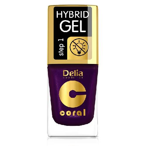 Miniaturka artykułu - DELIA - lakier do paznokci - Coral Hybrid Gel 62 perłowy bakłażan, 11ml