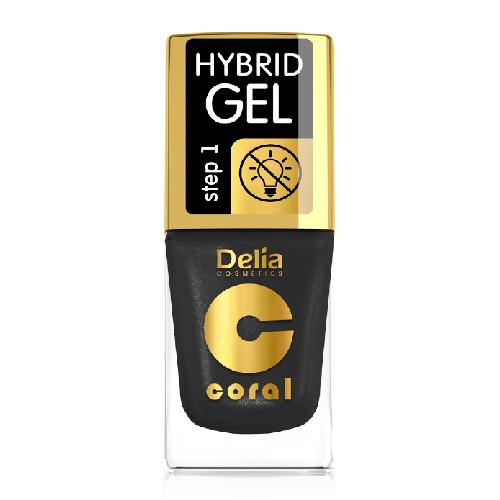 Miniaturka artykułu - DELIA - lakier do paznokci - Coral Hybrid Gel 64 złota czerń, 11ml 