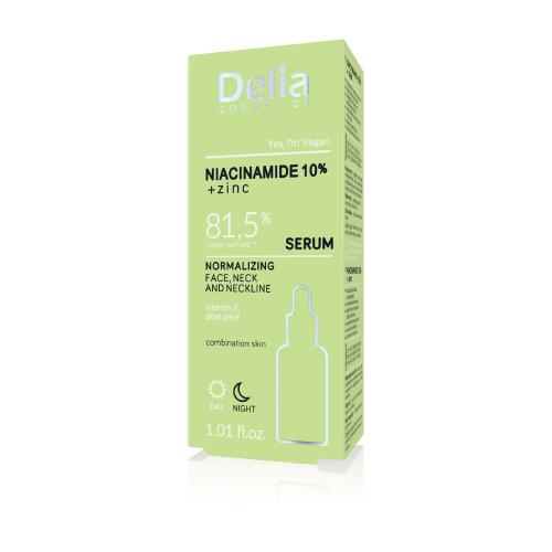 DELIA Niacynamid 10%+Cynk Normalizujące serum do twarzy, szyi i dekoltu, 30ml