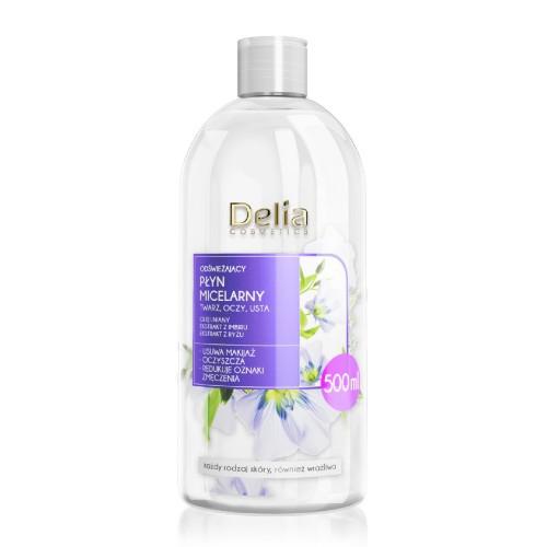 Miniaturka artykułu - DELIA Płyn micelarny - 04 Odświeżający, olej LNIANY butelka, 500ml 
