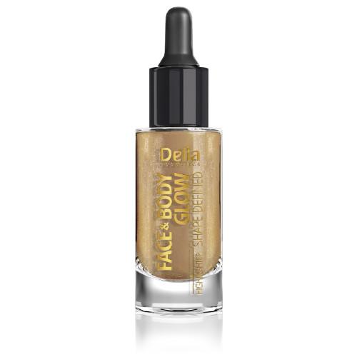 Miniaturka artykułu - DELIA Płynny rozświetlacz FACE & BODY GLOW SHAPE DEFINED, 15ml