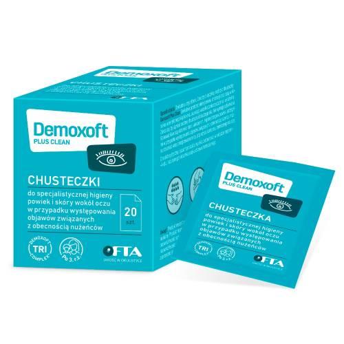 Miniaturka artykułu - DEMOXOFT PLUS Clean chusteczki do powiek, 20 sasz.