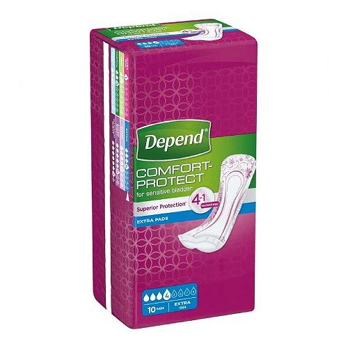 DEPEND COMFORT PROTECT Extra Pads Podpaski na nietrzymanie moczu, 10 szt.