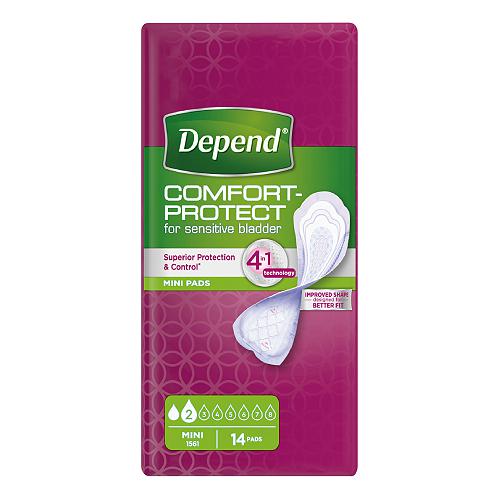 DEPEND COMFORT PROTECT Mini Pads Podpaski na nietrzymanie moczu, 14 szt.
