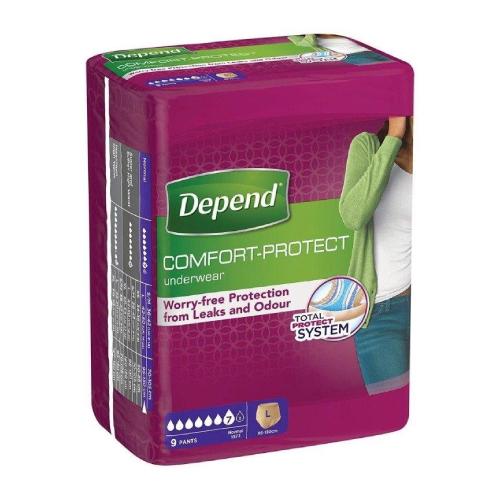 DEPEND COMFORT PROTECT Normal rozmiar L Women Majtki na nietrzymanie moczu, 9 szt.