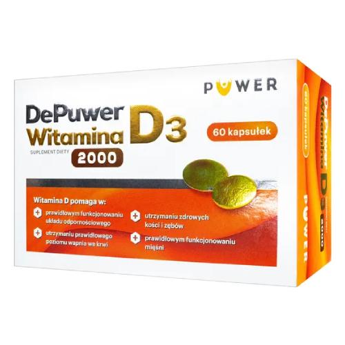 Miniaturka artykułu - DePuwer Witamina D3 2000, 60 kapsułek