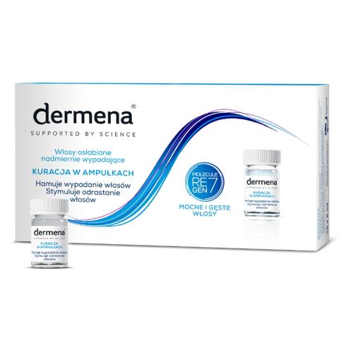 Miniaturka artykułu - Dermena Kuracja w ampułkach do włos&oacute;w nadmiernie wypadających, 15 x 5 ml