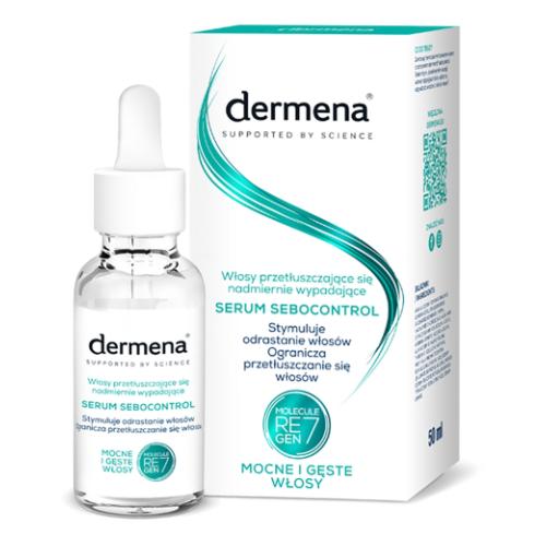 Miniaturka artykułu - Dermena Sebocontrol Serum do włos&oacute;w przetłuszczających się i nadmiernie wypadających, 50 ml