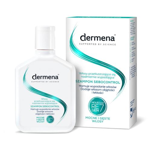 Miniaturka artykułu - Dermena Sebocontrol Szampon do włos&oacute;w przetłuszczających się i nadmiernie wypadających, 200 ml