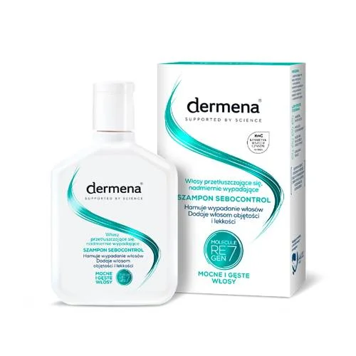 Miniaturka artykułu - Dermena Sebocontrol Szampon do włos&oacute;w przetłuszczających się i nadmiernie wypadających, 200 ml