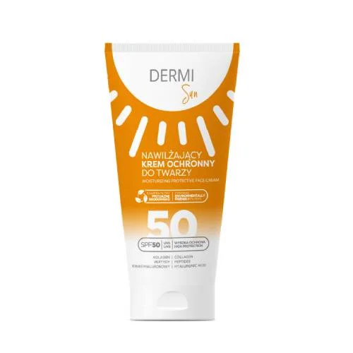 Miniaturka artykułu - Dermi Sun Nawilżający krem ochronny do twarzy SPF50, 50 ml