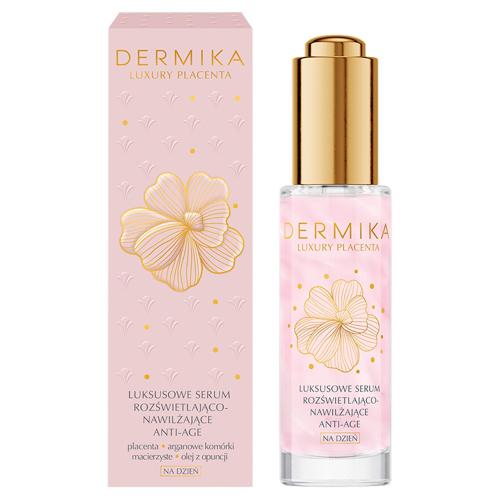 Miniaturka artykułu - DERMIKA Luxury Placenta Serum rozświetlająco-nawilżające anti-age na dzień, 30ml