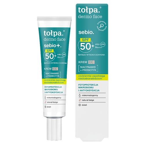 Miniaturka artykułu - Tołpa Dermo Face Sebio SPF 50+ krem CC do twarzy na dzień, 40 ml