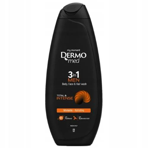 Miniaturka artykułu - Dermomed Men Total & Intense Żel pod prysznic dla mężczyzn ciało, twarz, włosy 3w1, 450 ml