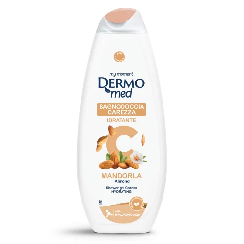Miniaturka artykułu - Dermomed Carezza Almond Żel pod prysznic o zapachu migdałowym, 650 ml