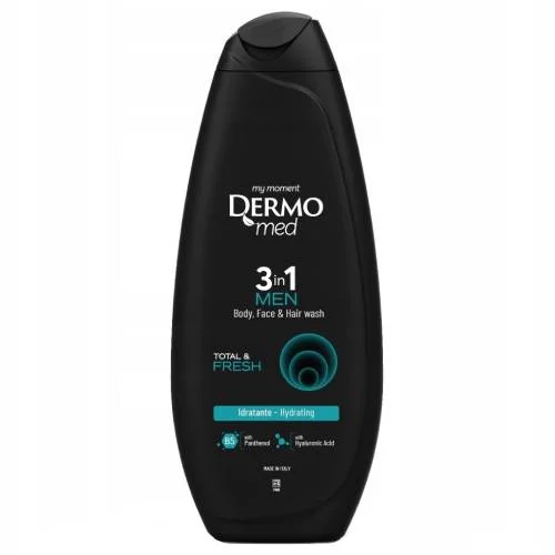 Miniaturka artykułu - Dermomed Men Total & Fresh Żel pod prysznic dla mężczyzn ciało, twarz, włosy 3w1, 450 ml