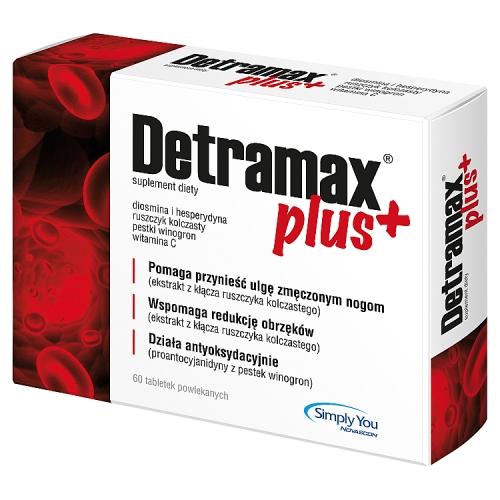 Miniaturka artykułu - Detramax Plus diosmina, hesperydyna, ruszczyk, 60 tabl.