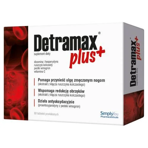 Miniaturka artykułu - Detramax Plus diosmina, hesperydyna, ruszczyk, 60 tabl.