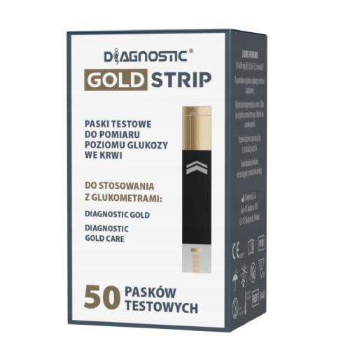 Miniaturka artykułu - Diagnostic Gold Strip Paski testowe do pomiaru poziomu glukozy we krwi, 50 szt.