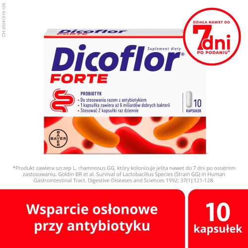 Miniaturka artykułu - Dicoflor Forte probiotyk dla dzieci i dorosłych, 10 kaps.