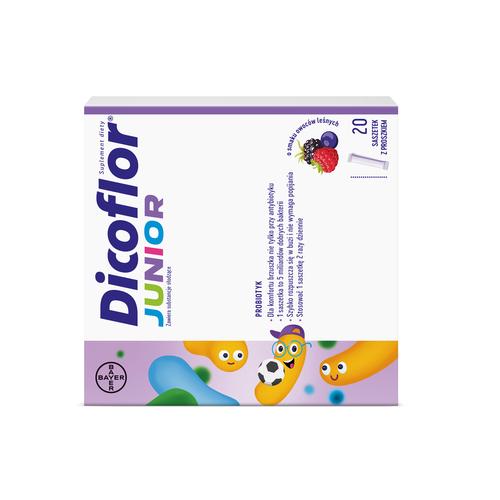 Miniaturka artykułu - Dicoflor Junior o smaku owoc&oacute;w leśnych, 20 sasz. - probiotyk dla dzieci