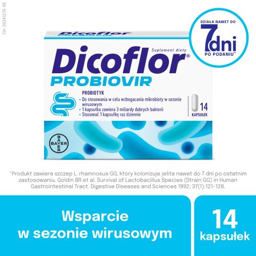 Miniaturka artykułu - Dicoflor Probiovir probiotyk dla dzieci i dorosłych, 14 kaps.