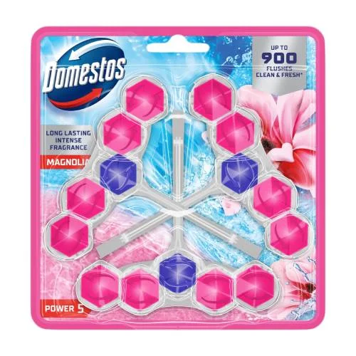 Miniaturka artykułu - DOMESTOS Power 5 Kostki toaletowe Magnolia, 3 x 50 g