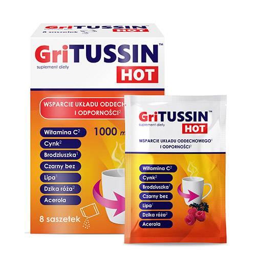 Miniaturka artykułu - DOMOWA APTECZKA Gritusin Hot, 8 saszetek
