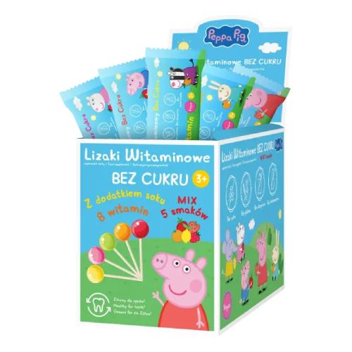 Miniaturka artykułu - Domowa Apteczka Lizaki witaminowe bez cukru Peppa, 50 szt.