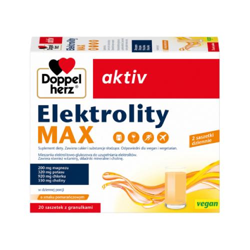 Miniaturka artykułu - Doppelherz Aktiv Elektrolity Max o smaku pomarańczowym, 20 sasz.