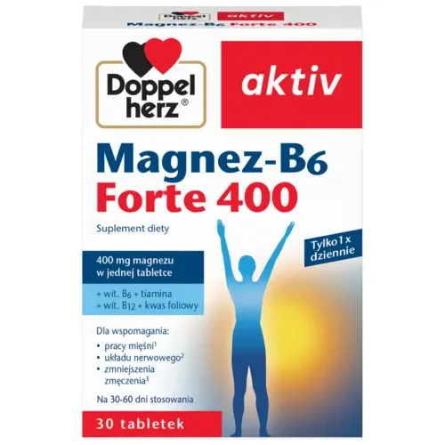 Miniaturka artykułu - Doppelherz aktiv Magnez-B6 Forte, 30 tabl. - wsoka zawartość magnezu