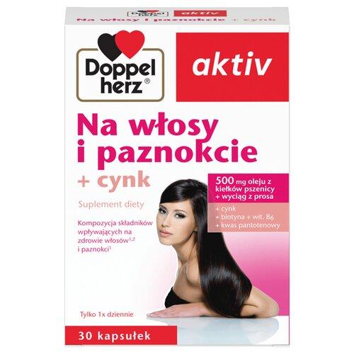 Miniaturka artykułu - DOPPELHERZ AKTIV Na włosy i paznokcie+cynk, 30 kapsułek