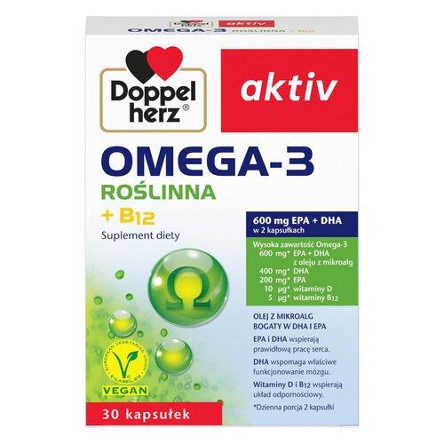 Miniaturka artykułu - Doppelherz Aktiv Omega-3 Roślinna + B12, 30kaps.